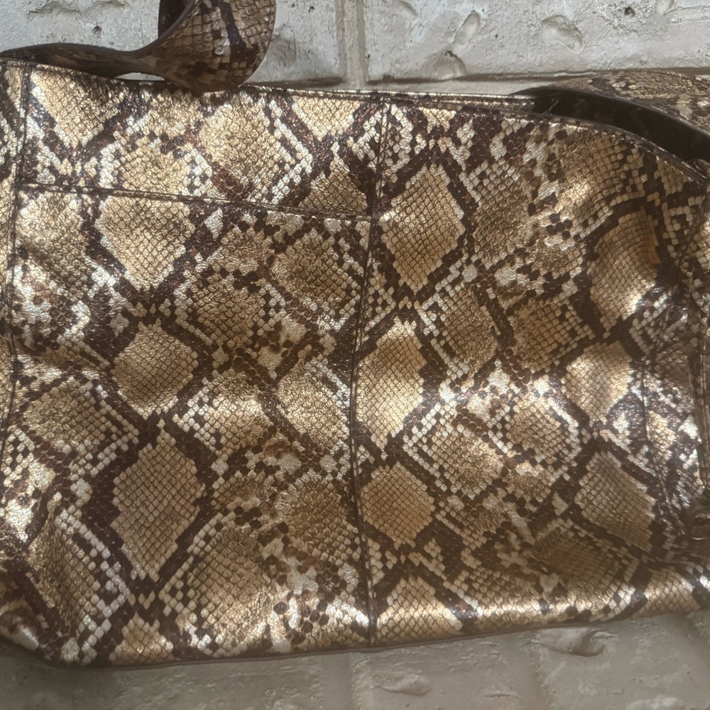 HOBO Render - Gold and Brown Snakeskin Hobo Bag